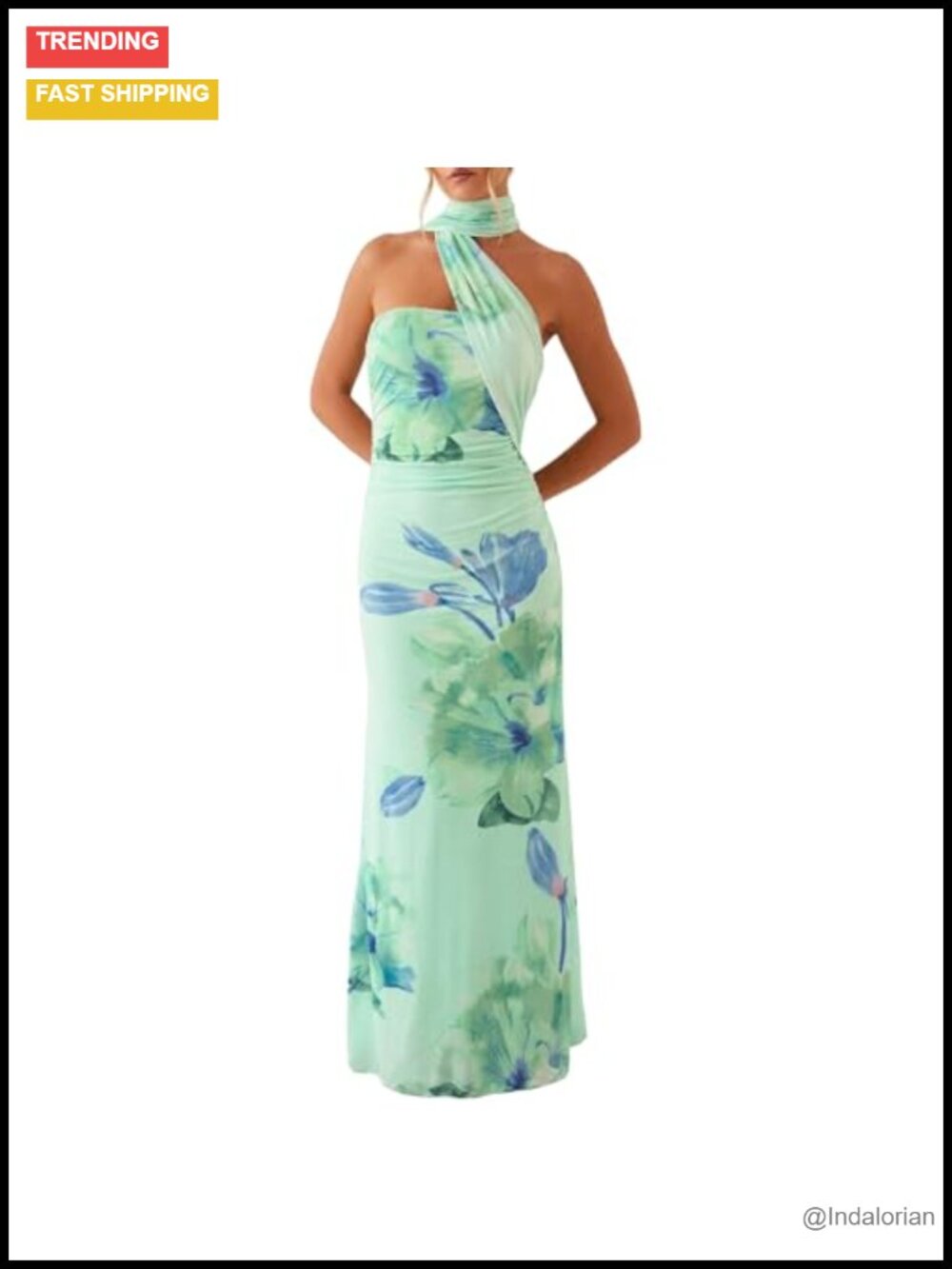Strapless Floral Maxi Dress with Scarf Formal Wedding Guest